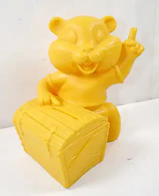 COMMERZBANK Goldi Hamster mit Schatztruhe Werbefigur Spardose Prototyp #A (K1)
