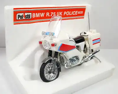 POLISTIL BMW R.75 UK Police Polizei Motorrad Metall Modellauto 1:15 (K37)