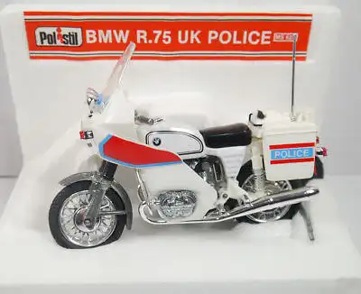 POLISTIL BMW R.75 UK Police Polizei Motorrad Metall Modellauto 1:15 (K37)