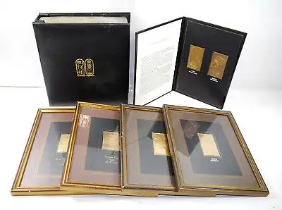 TUTANCHAMUN AUSSTELLUNGS-AUSGABE Gold Briefmarken 41 Stk. mit Bilderrahmen (WR4)