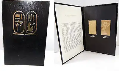 TUTANCHAMUN AUSSTELLUNGS-AUSGABE Gold Briefmarken 41 Stk. mit Bilderrahmen (WR4)