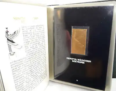 TUTANCHAMUN AUSSTELLUNGS-AUSGABE Gold Briefmarken 41 Stk. mit Bilderrahmen (WR4)