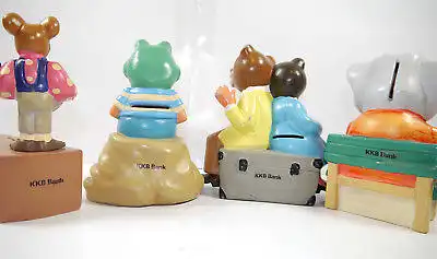 KKB BANK 4er Set Frosch Elefant Maus Bär Spardose Sparschwein money bank (K3)