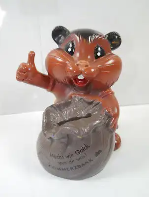 COMMERZBANK Goldi Hamster Geldsack Werbefigur Sparschwein Spardose money bank K2