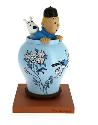 TIM & STRUPPI Tintin in Vase blaue Lotus Figur MOULINSART ca.20cm Neu (L)*