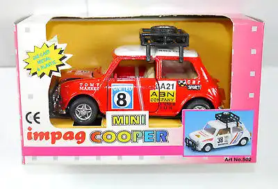 IMPAG Mini Cooper rally Auto rot red Modellauto mit Rückziehfunktion Neu (K7)