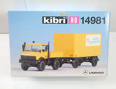 KIBRI 14981 Unimog mit Postanhänger LKW Auto Plastik Modellbausatz H0 (K67)