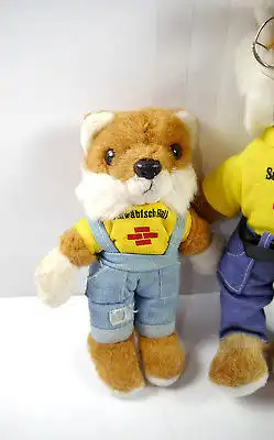 SCHWÄBISCH HALL Bausparkasse 2er Set Fuchs Stofftier Maskottchen Werbefigur *K75