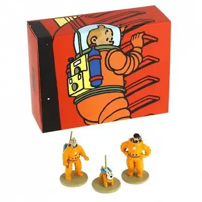 TIM & STRUPPI Tintin Ensemble Mond Trio Astronaut Set Metall Figur MOULINSART L