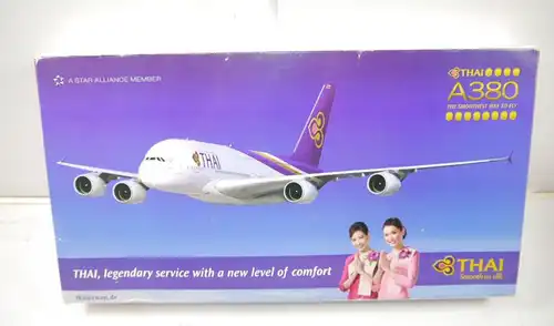 HERPA Thai Airbus A380 Flugzeugmodell Standmodell 1:250 mit OVP (MF19)