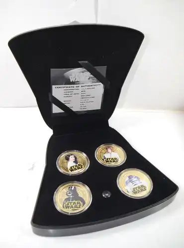 STAR WARS Coin Set - Darth Vader Box mit 4 Sammelmünzen gold plated MINT (K63)*