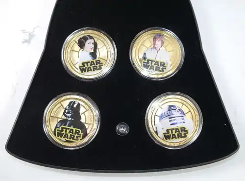 STAR WARS Coin Set - Darth Vader Box mit 4 Sammelmünzen gold plated MINT (K63)*