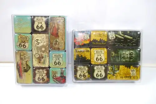 NOSTALGIC-ART 2er Magnet Set mit 18 Magnete U.S. ROUTE 66 Neu (K83)#02