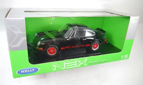 WELLY Nex - Porsche 911 Carrera RS 1973 schwarz Metall Modellauto 1:18 Neu (KB)*