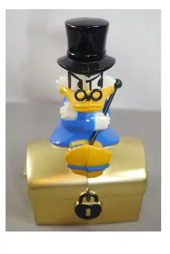 DAGOBERT DUCK Scrooge mit Goldtruhe Spardose Sparschwein Sparkasse (K72)*