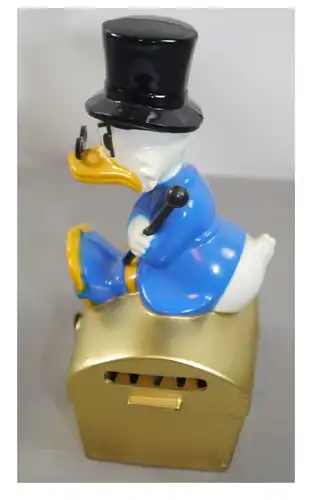 DAGOBERT DUCK Scrooge mit Goldtruhe Spardose Sparschwein Sparkasse (K72)*