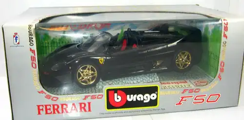 BBURAGO Autodrom - Ferrari F50 Modellauto schwarz IDEE + SPIEL 1:18 mit OVP (B8)