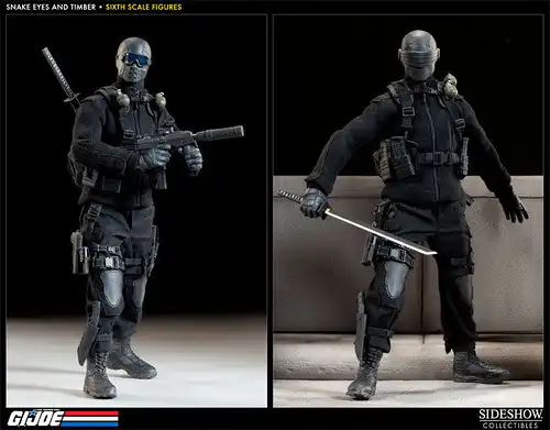 G.I.JOE Snake Eyes with Timber COMMANDO Actionfigur Set SIDESHOW 1:6 (L) *