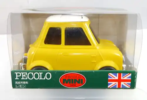 PECOLO MINI Cooper gelb yellow Auto Parfümflasche ( ohne Inhalt ) mit OVP (K52)
