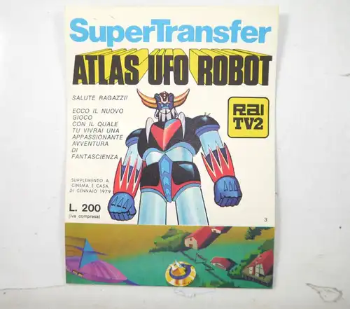 ATLAS UFO ROBOT Super Transfer Bogen Rubbelbilder 1 bis 8 TOEI 1978 Edierre K83