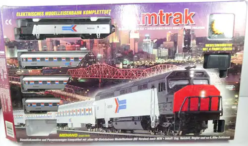 AMTRAK Mehano Train Komplettset H0 Gleichstrom Dampflokomotive - mit OVP (F5)