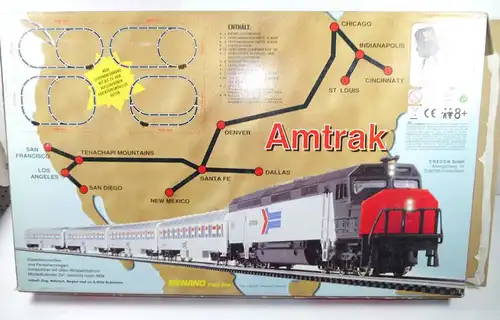 AMTRAK Mehano Train Komplettset H0 Gleichstrom Dampflokomotive - mit OVP (F5)
