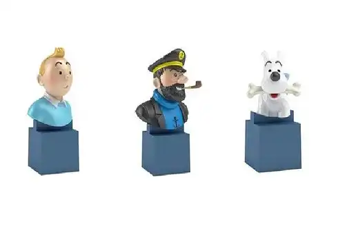 TIM & STRUPPI Tintin - 3er Set PVC Büsten Set : Tim, Struppi & Haddock Neu (L)*