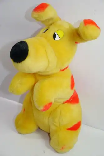 C&A Hund Schnuppi gelb rot  Stofftier Werbefigur Maskottchen ca 25cm (K22)A