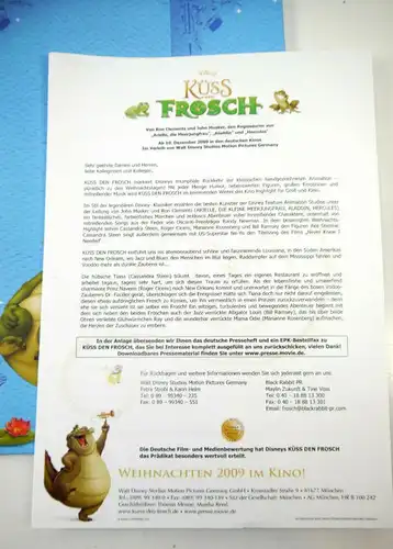 Disney KÜSS DEN FROSCH Princess & the Frog Presseinformation / Pressemappe (WR8)