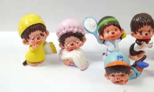 MONCHHICHI 7er Figur Set 1979 Japan Gummifigur BULLY Sekiguchi (K15)