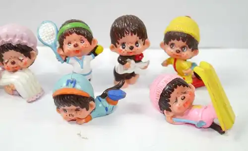 MONCHHICHI 7er Figur Set 1979 Japan Gummifigur BULLY Sekiguchi (K15)