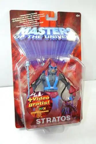 MASTERS OF THE UNIVERSE Stratos Actionfigur + VHS Videokassette MATTEL Neu (L)