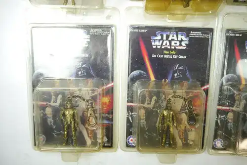 STAR WARS die cast metal key chain 8 Stk. C-3PO R2-D2 Darth Vader PLACO TOYS K34