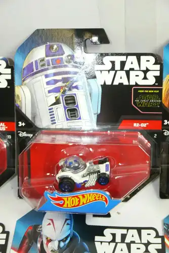 STAR WARS 6er Set Darth Maul BB-8 R2-D2 Grievous Auto HOT WHEELS Neu (L)