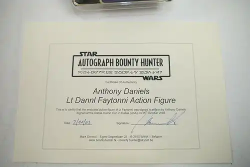 STAR WARS Lt Dannl Faytonni signiert Anthony Daniels + Zertifkat  HASBRO  (MF17A