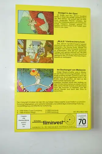 INSPEKTOR GADGET Nr. 1 2 3 4 6 VHS Video Kassette SFI Zeichentrick 1988 (WR2)