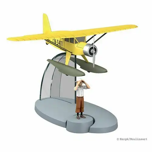 TIM & STRUPPI  gelbes Wasserflugzeug + Tim  Tintin Moulinsart Flugzeug 29521 (L)