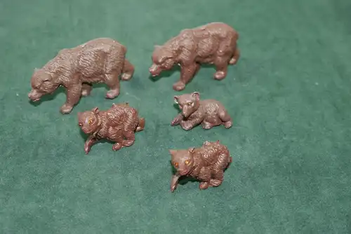 DDR PLAHO - 5 Bären Bär Braunbär bear Tiere Wildtiere Figuren (K5)#3