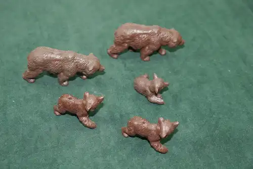 DDR PLAHO - 5 Bären Bär Braunbär bear Tiere Wildtiere Figuren (K5)#3