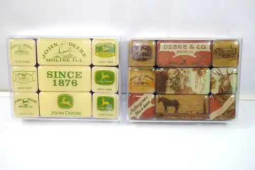 NOSTALGIC-ART 2er Magnet Set mit 18 Magnete DEERE & CO. John Deere Neu (K83)#01