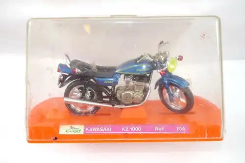 GUILOY Kawasaki KZ 1000 Ref. 104 Motorrad dunkelblau Modellauto ca.14cm (K13)