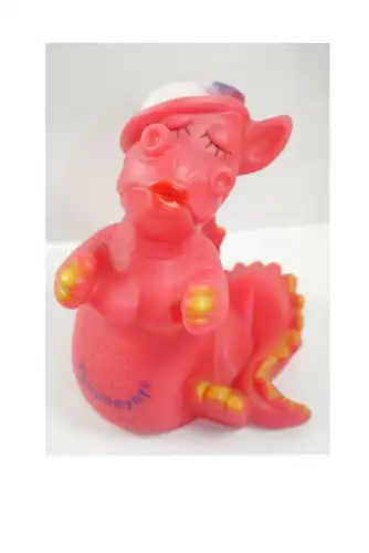 Drache Tannosynt Rosa  Werbefigur Quitscher Gummi  Maskottchen (K19 )*