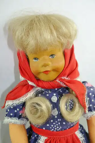 Krahmer Puppe Holzkopf  Kuck in die Welt Mädchen  DDR 35cm  (K62 )D
