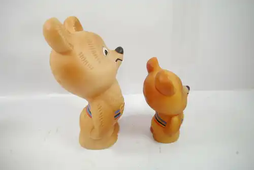 Werbefigur  2 x  Mischa Bär Olympia 1980 Gummifigur  Maskottchen Figur (K19 )*