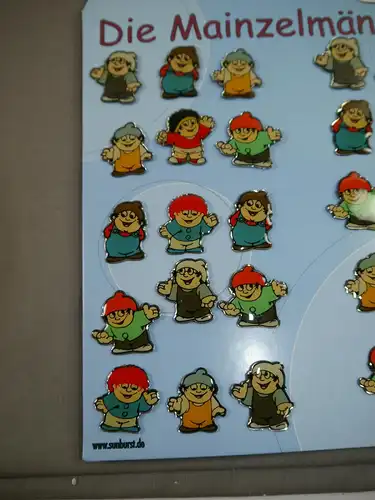 ZDF Mainzelmännchen 30 Pin´s Anstecker Verkaufsdisplay Edi Det Conni Anton K23