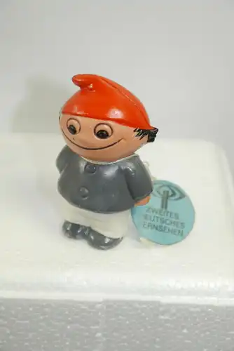 ZDF Mainzelmännchen DET & Fritzchen Goebel 60er J. ca. 6 mit Schild und OVP  K25