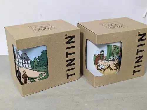 TIM STRUPPI Tintin Mühlenhof Tassen Set 2 St. Porzellan Schloß + Frühstück