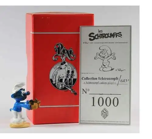 DIE SCHLÜMPFE Smurfs Schlumpf mit Geschenk  PIXI 6435  Metall Figur  Neu