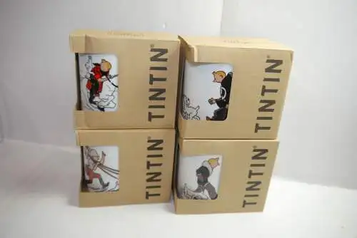 Tintin Tim & Struppi  Set 4x Tasse Soviet Congo Amerika Zigarren b/w + color