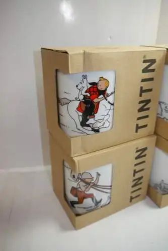 Tintin Tim & Struppi  Set 4x Tasse Soviet Congo Amerika Zigarren b/w + color